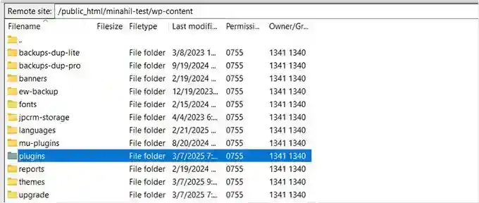 Head to the wp-content plugins folder 前往 wp-content 插件文件夹