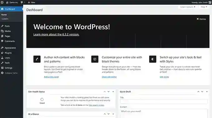WordPress dashboard WordPress 仪表板