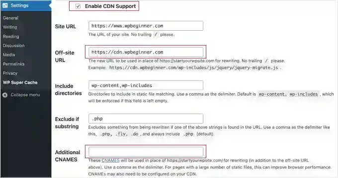 Enable CDN support in WP Super Cache 在 WP Super Cache 中启用 CDN 支持