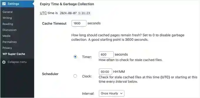 Set up Expiry time and garbage collection in WP Super Cache 在 WP Super Cache 中设置过期时间和垃圾回收