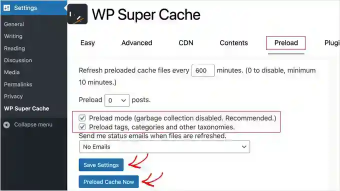 Preload in WP Super Cache WP Super Cache 中的预加载